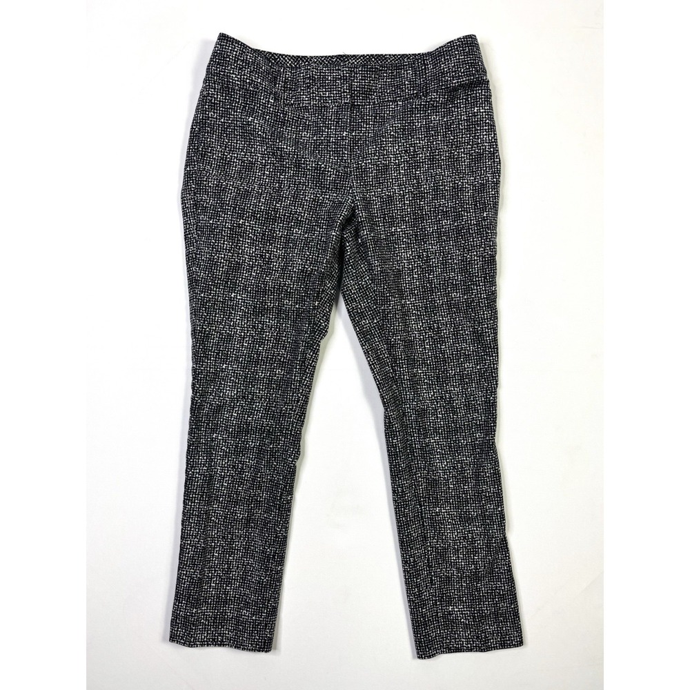 White House Black Market Pants Women's 6 Black White Textured Ankle Stretch